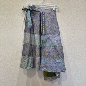 Bohemian Marrakech 100% Silk Wrap Skirt Fairycore Whimsigoth Festival One Size